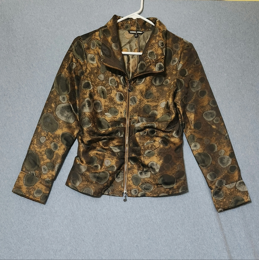 Samuel Dong rock art print bulk front zip up blazer. Size XS